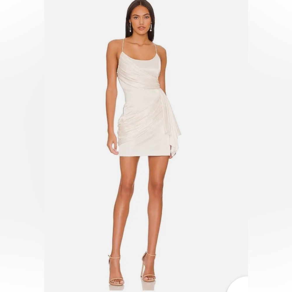 Alice + Olivia Svetlana Cami Dress Off White Spaghetti Strap Gathered Dress